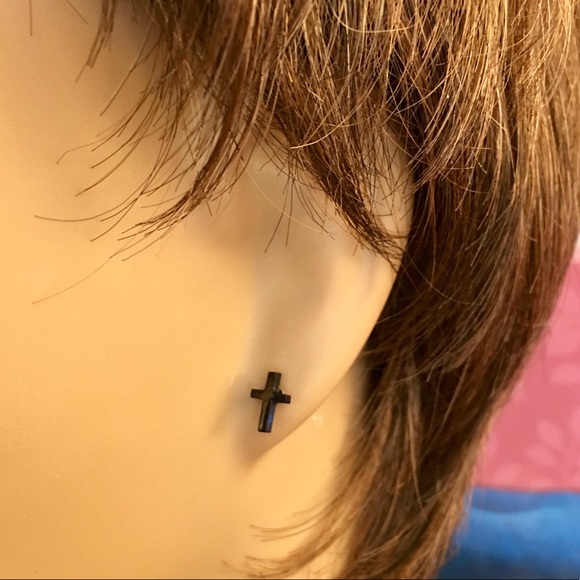 Jewelry - Minimalist Black Cross Earrings
